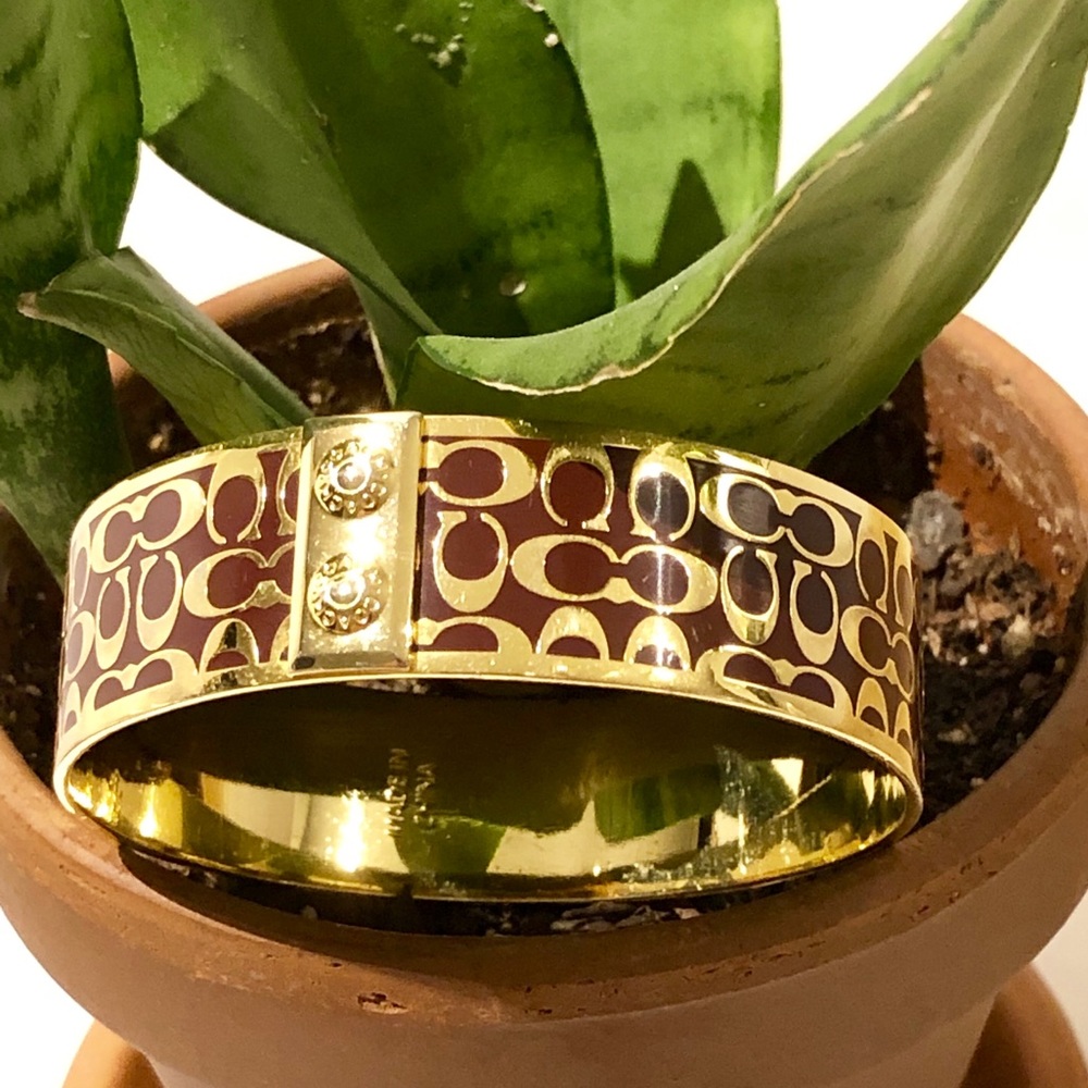 Authentic Coach enamel logo bangle